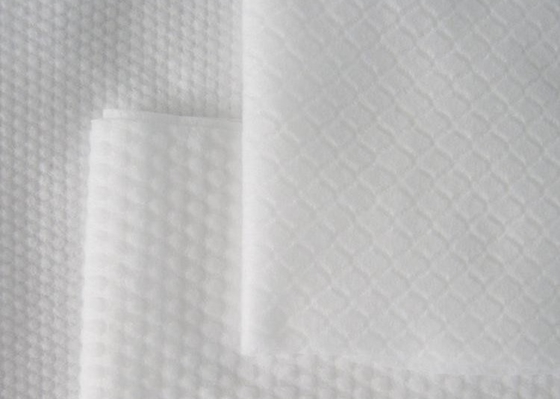 購入 ワイプのために浮彫りになるEco友好的な再生利用できるSpunlaceのNonwoven生地 online manufacture